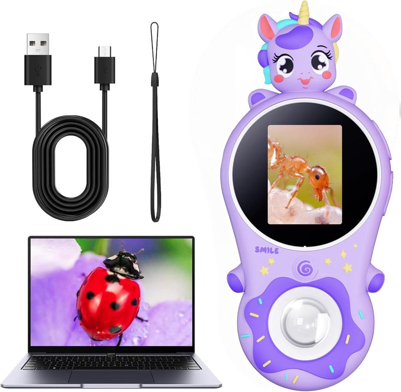 Ashfly Microscope for Kids with 8 Lights,Handheld Microscope for Stem Toys, Edu Gift Age 4-6 8-12 Children - Image 1